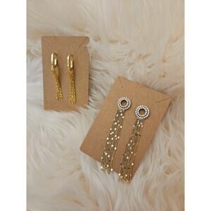 NEW Gold Dangle Tassel Fashion Earrings, 2 Pairs
